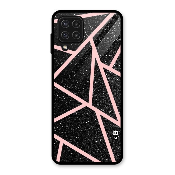 Concrete Black Pink Stripes Glass Back Case for Galaxy A22 4G