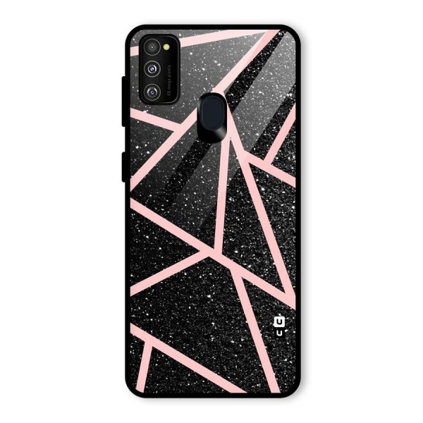 Concrete Black Pink Stripes Glass Back Case for Galaxy M21