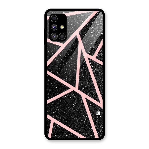 Concrete Black Pink Stripes Glass Back Case for Galaxy M51