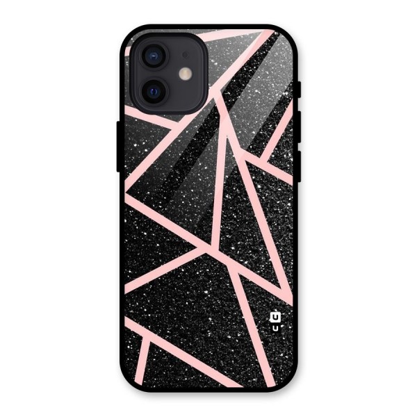 Concrete Black Pink Stripes Glass Back Case for iPhone 12