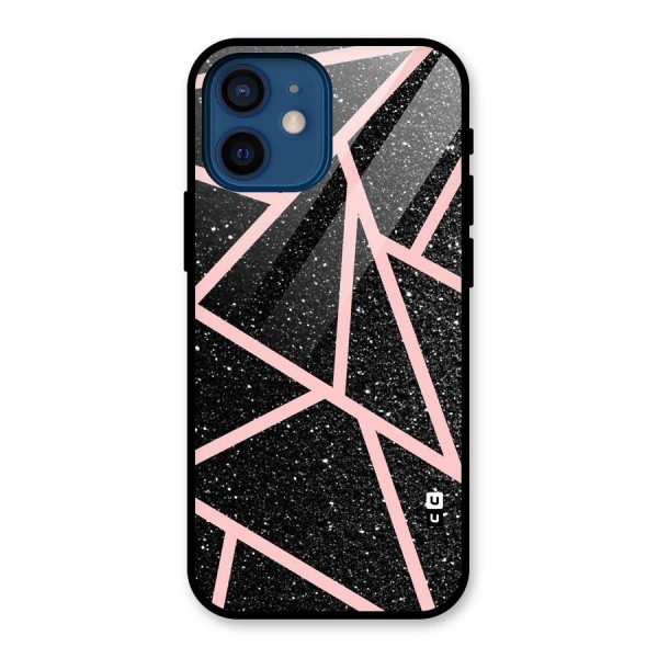 Concrete Black Pink Stripes Glass Back Case for iPhone 12 Mini