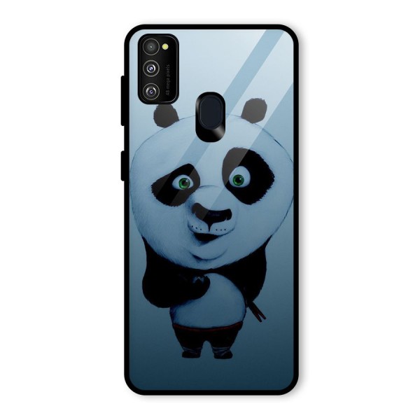 Confused Cute Panda Glass Back Case for Galaxy M21
