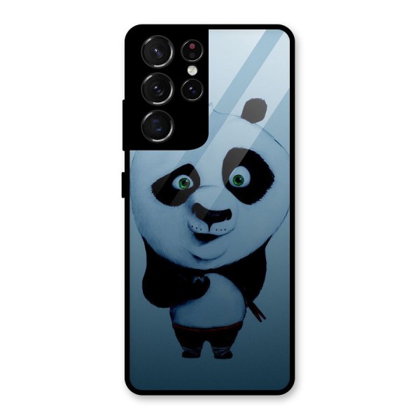 Confused Cute Panda Glass Back Case for Galaxy S21 Ultra 5G