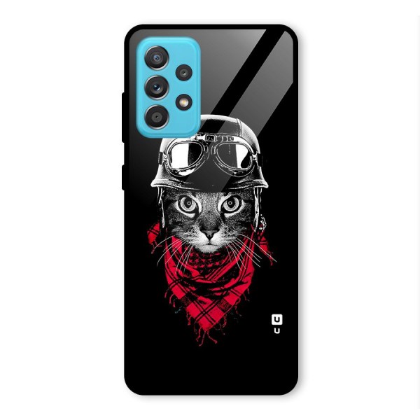 Cool Biker Cat Glass Back Case for Galaxy A52