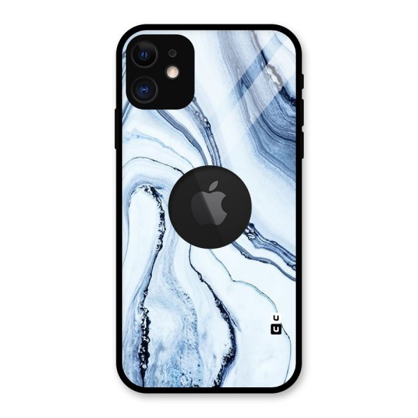 Cool Marble Art Glass Back Case for iPhone 11 Logo Cut
