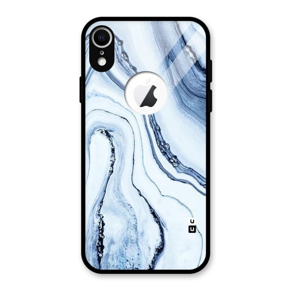 Cool Marble Art Glass Back Case for iPhone XR Logo Cut