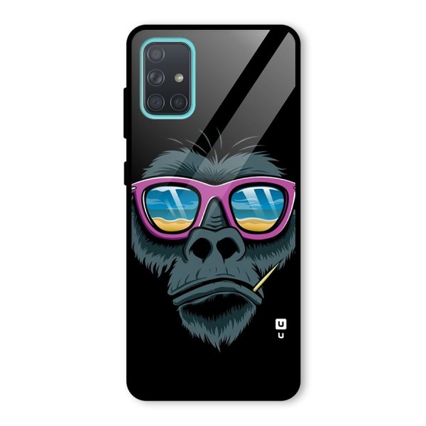 Cool Monkey Beach Sunglasses Glass Back Case for Galaxy A71