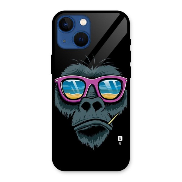 Cool Monkey Beach Sunglasses Glass Back Case for iPhone 13 Mini