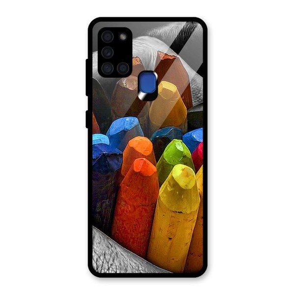 Crayons Beautiful Glass Back Case for Galaxy A21s