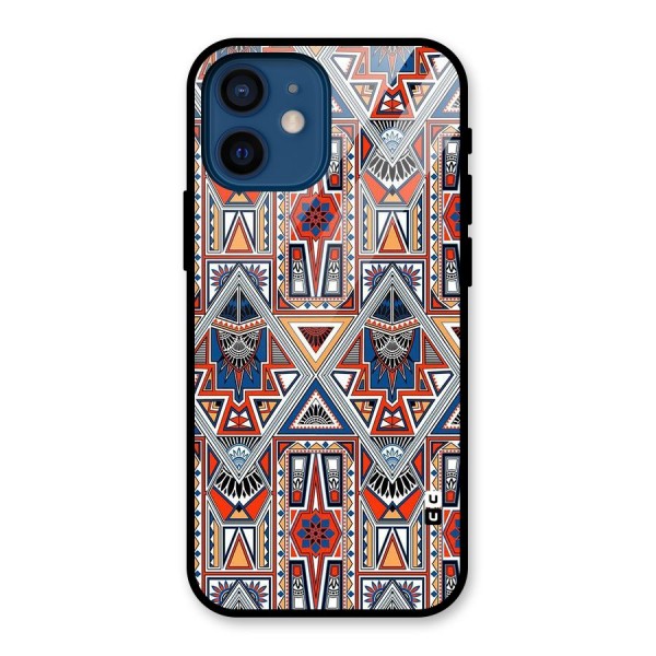 Creative Aztec Art Glass Back Case for iPhone 12 Mini