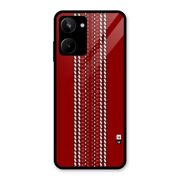 Cricket Ball Pattern Glass Back Case for Realme 10