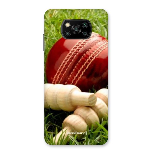 Cricket Ball and Stumps Back Case for Poco X3