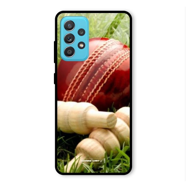 Cricket Ball and Stumps Glass Back Case for Galaxy A52