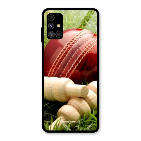 Cricket Ball and Stumps Glass Back Case for Galaxy M51