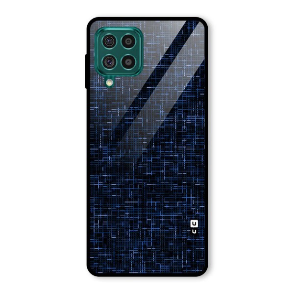 Criss Cross Blue Pattern Glass Back Case for Galaxy F62
