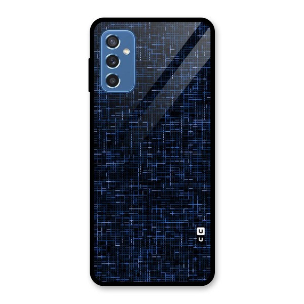 Criss Cross Blue Pattern Glass Back Case for Galaxy M52 5G