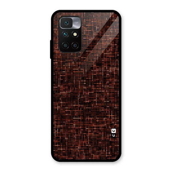 Criss Cross Brownred Pattern Glass Back Case for Redmi 10 Prime