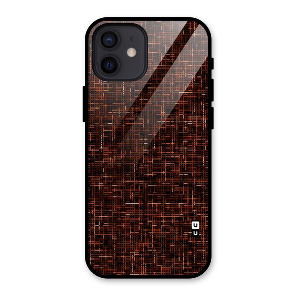 Criss Cross Brownred Pattern Glass Back Case for iPhone 12