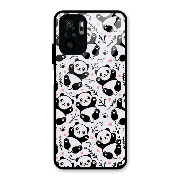 Cute Adorable Panda Pattern Glass Back Case for Redmi Note 10S