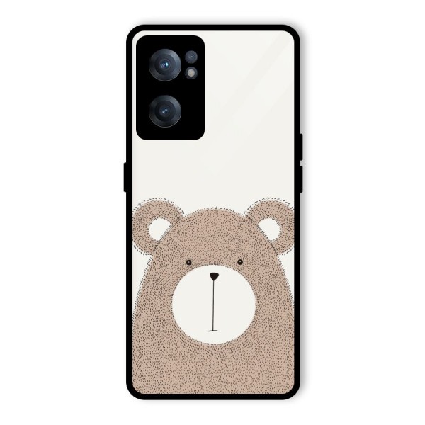 Cute Bear Glass Back Case for OnePlus Nord CE 2 5G