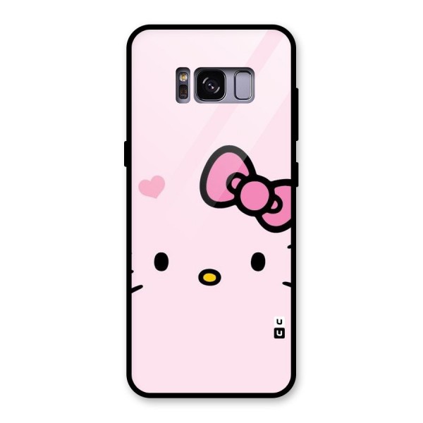 Cute Bow Face Glass Back Case for Galaxy S8