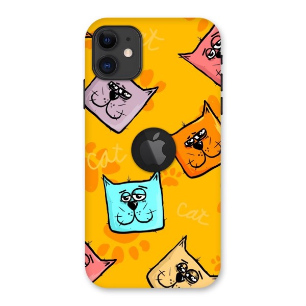 Cute Cat Pattern Back Case for iPhone 11 Logo Cut