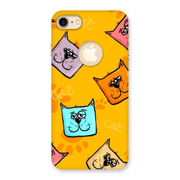 Cute Cat Pattern Back Case for iPhone 7 Logo Cut