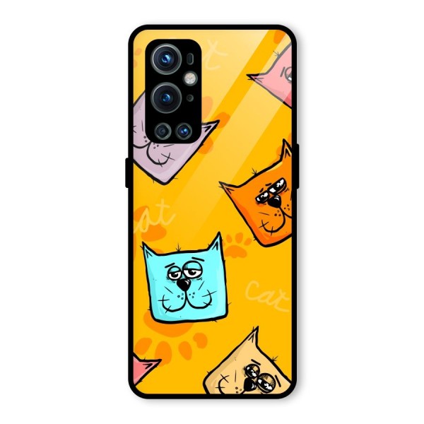 Cute Cat Pattern Glass Back Case for OnePlus 9 Pro