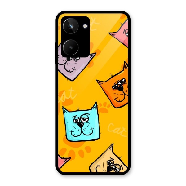 Cute Cat Pattern Glass Back Case for Realme 10