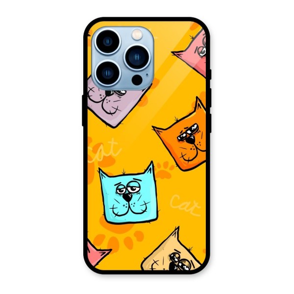 Cute Cat Pattern Glass Back Case for iPhone 13 Pro