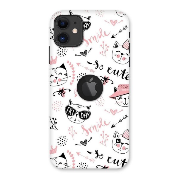 Cute Cat Swag Back Case for iPhone 11 Logo Cut