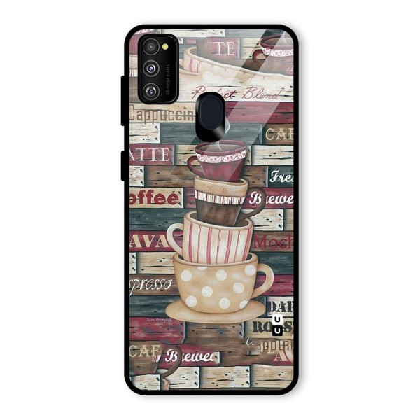 Cute Coffee Cups Glass Back Case for Galaxy M30s