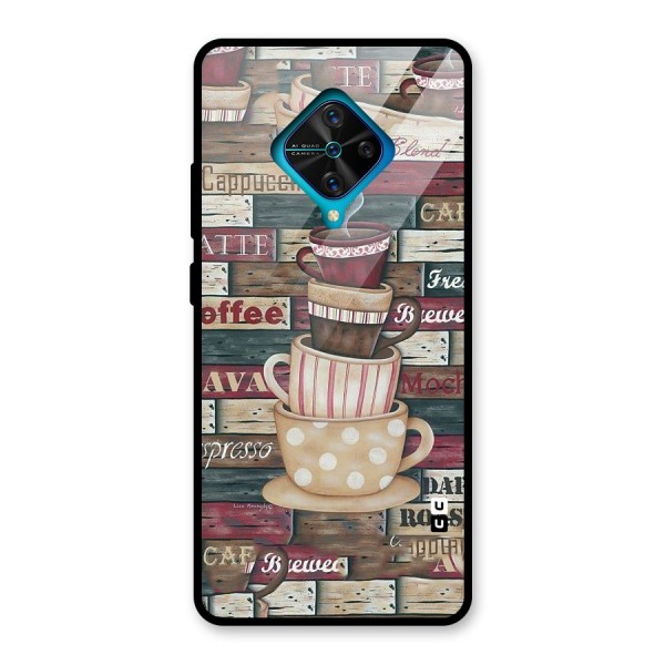 Cute Coffee Cups Glass Back Case for Vivo S1 Pro
