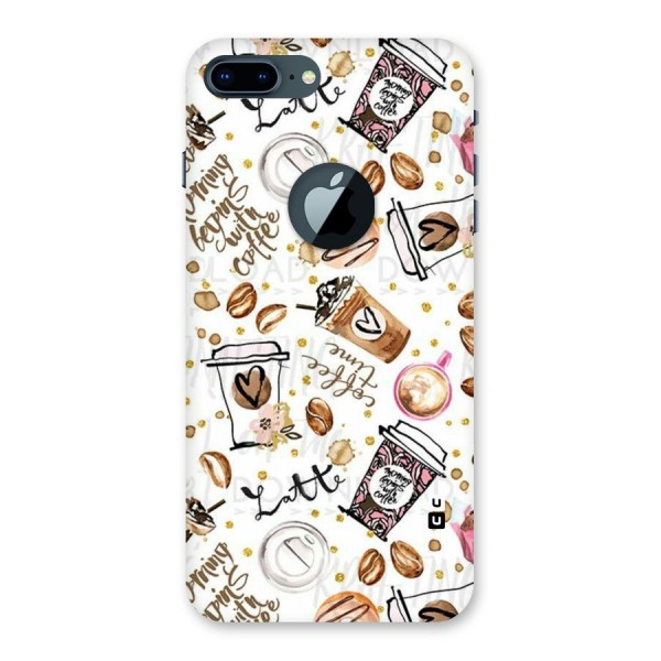 Cute Coffee Pattern Back Case for iPhone 7 Plus Logo Cut