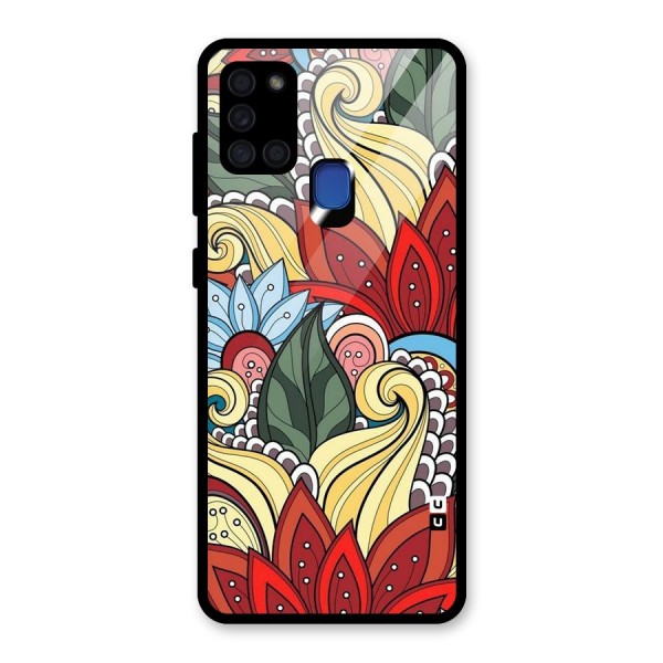Cute Doodle Glass Back Case for Galaxy A21s