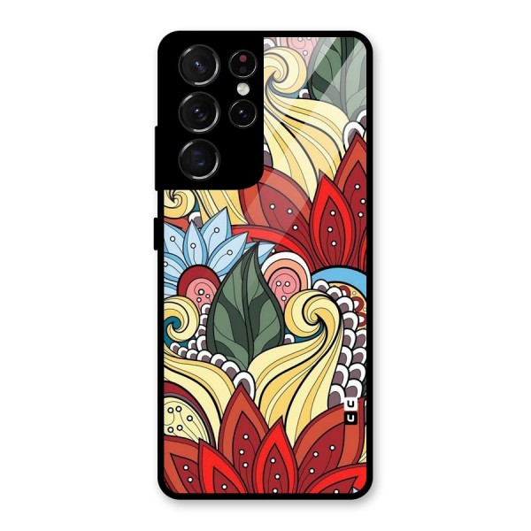 Cute Doodle Glass Back Case for Galaxy S21 Ultra 5G