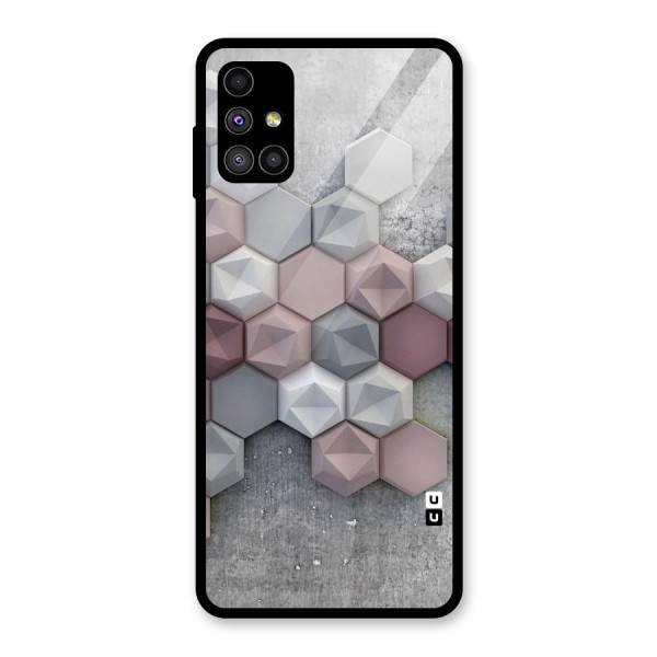 Cute Hexagonal Pattern Glass Back Case for Galaxy M51