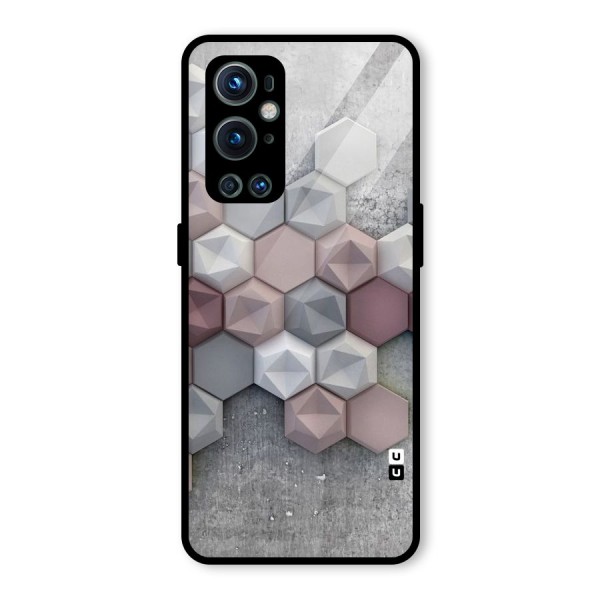 Cute Hexagonal Pattern Glass Back Case for OnePlus 9 Pro
