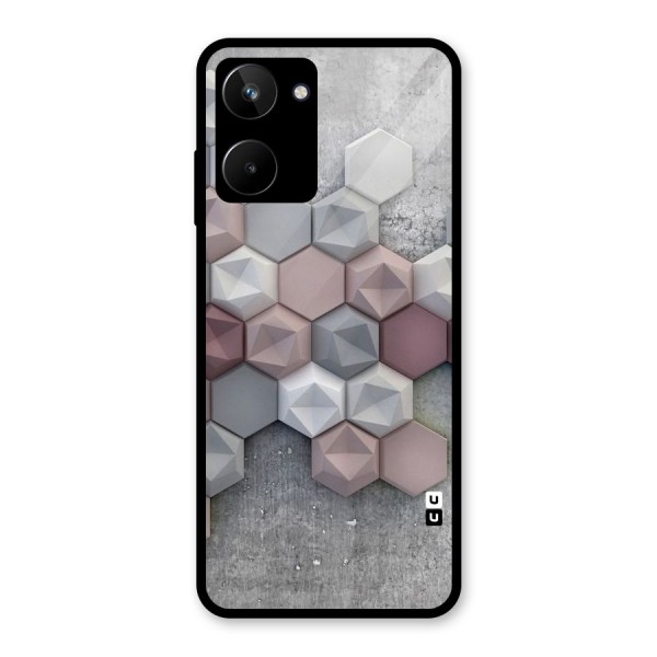 Cute Hexagonal Pattern Glass Back Case for Realme 10