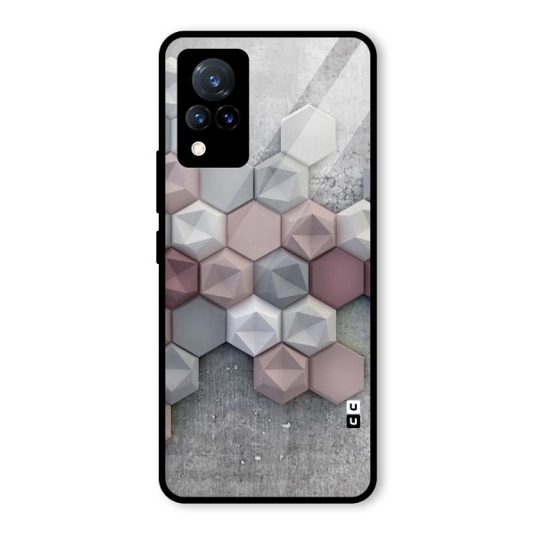 Cute Hexagonal Pattern Glass Back Case for Vivo V21 5G