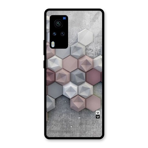 Cute Hexagonal Pattern Glass Back Case for Vivo X60 Pro