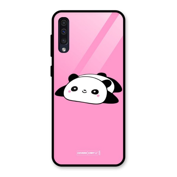 Cute Lazy Panda Glass Back Case for Galaxy A50