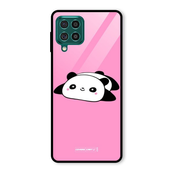 Cute Lazy Panda Glass Back Case for Galaxy F62