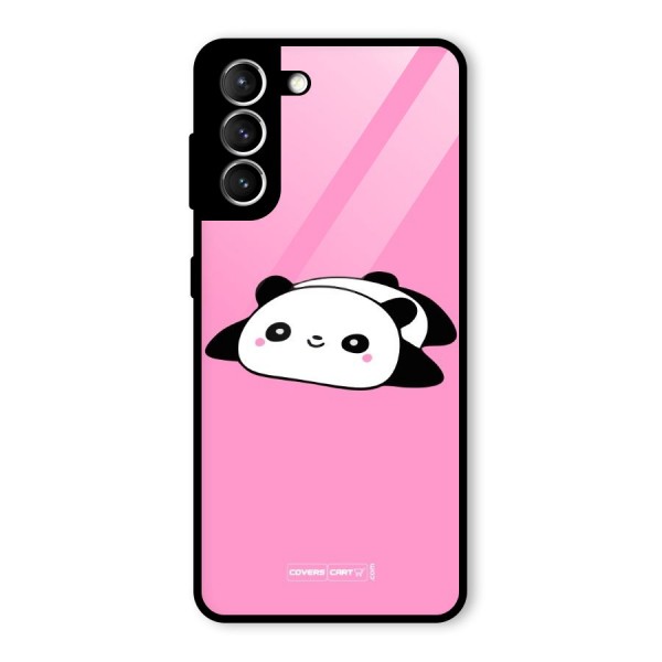 Cute Lazy Panda Glass Back Case for Galaxy S21 5G