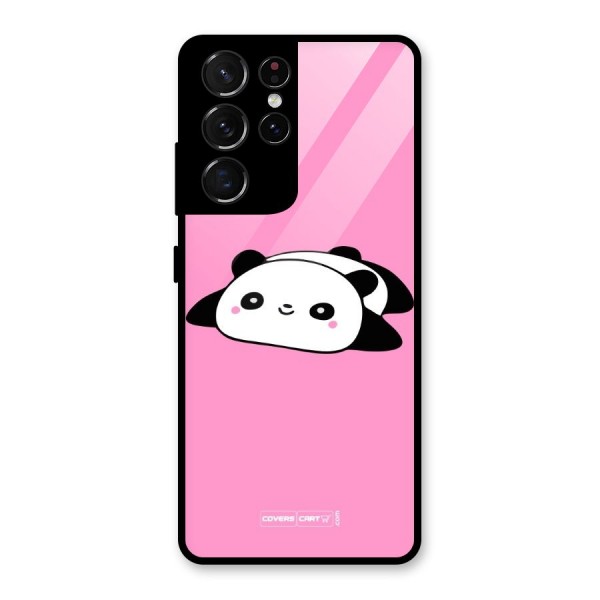 Cute Lazy Panda Glass Back Case for Galaxy S21 Ultra 5G