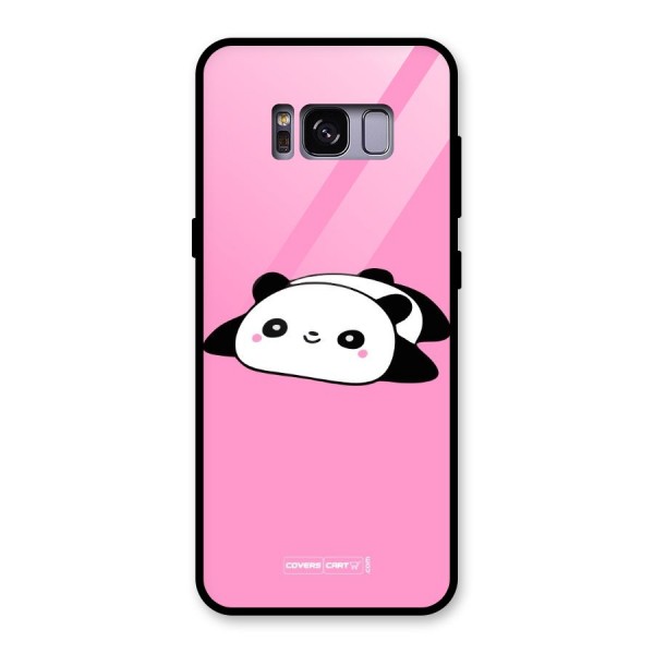 Cute Lazy Panda Glass Back Case for Galaxy S8