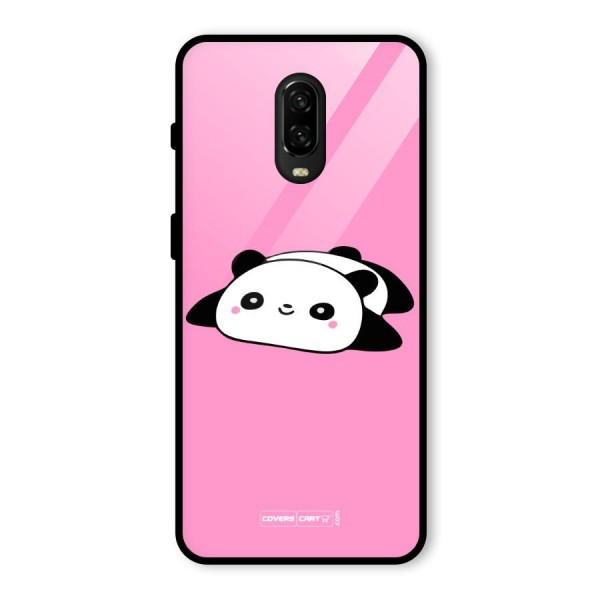 Cute Lazy Panda Glass Back Case for OnePlus 6T
