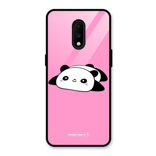 Cute Lazy Panda Glass Back Case for OnePlus 7