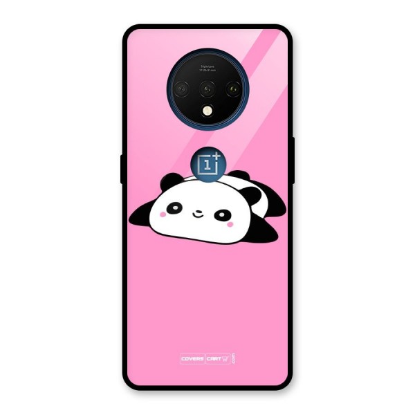 Cute Lazy Panda Glass Back Case for OnePlus 7T