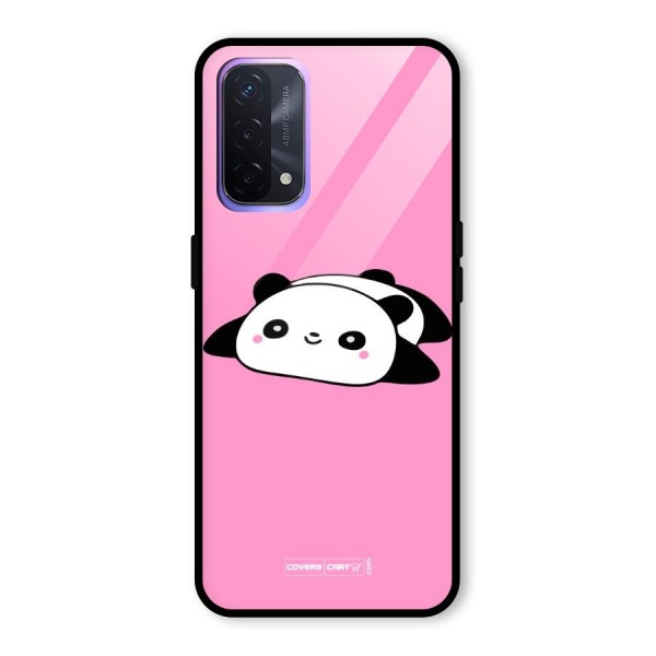 Cute Lazy Panda Glass Back Case for Oppo A74 5G